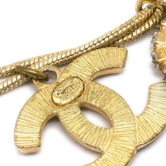 Chanel Heart CC Chain Bracelet Gold Rhinestone 01P - Picture 3 of 4